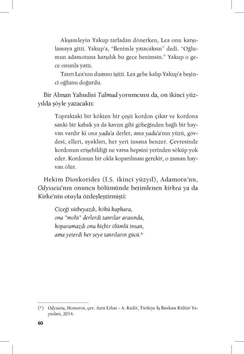 Bir Alman Yahudisi Talmud yorumcusu da, on ikinci yüzyılda şöyle yazacaktı: Topraktaki bir kökten bir çeşit kordon çıkar ve kordona sanki bir kabak ya da kavun gibi göbeğinden bağlı bir hayvan vardır