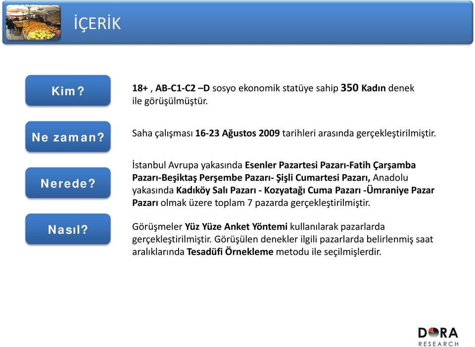 İstanbul Avrupa yakasında Esenler Pazartesi Pazarı Fatih Çarşamba Pazarı Beşiktaş Perşembe Pazarı Şişli Cumartesi Pazarı, Anadolu yakasında Kadıköy Salı Pazarı