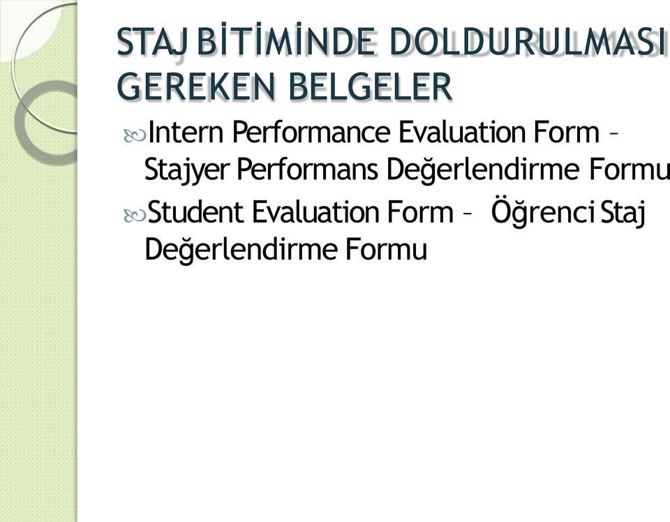 Stajyer Performans Değerlendirme Formu