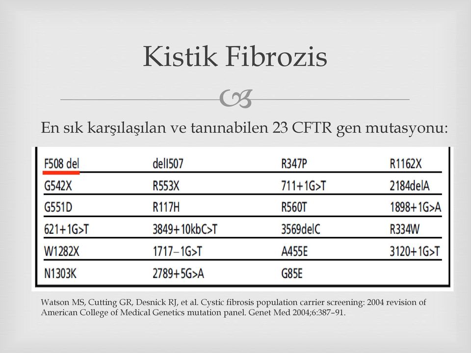 Cystic fibrosis population carrier screening: 2004 revision of