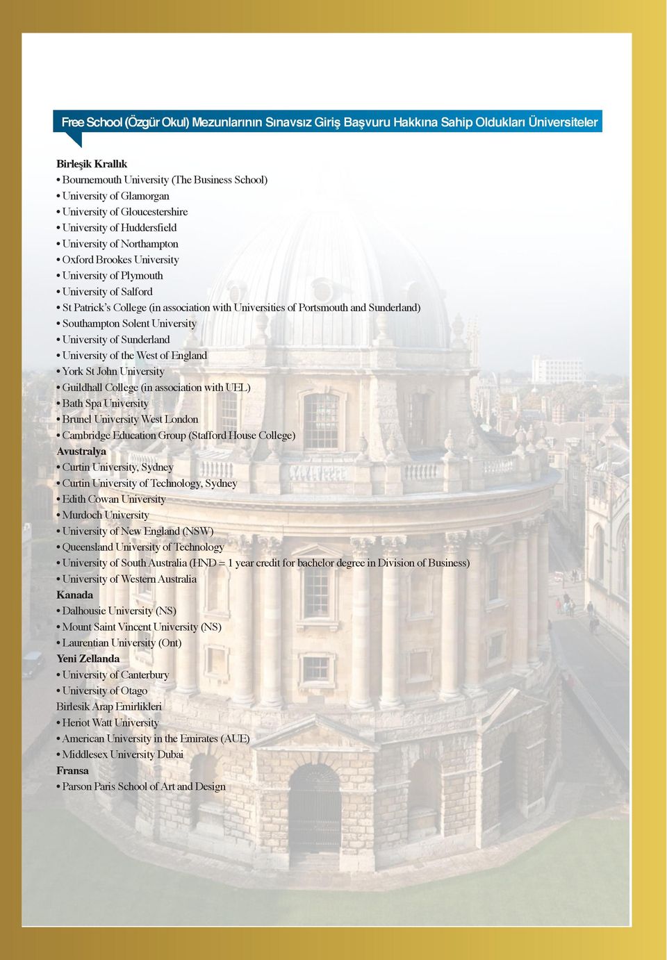 Portsmouth and Sunderland) Southampton Solent University University of Sunderland University of the West of England York St John University Guildhall College (in association with UEL) Bath Spa