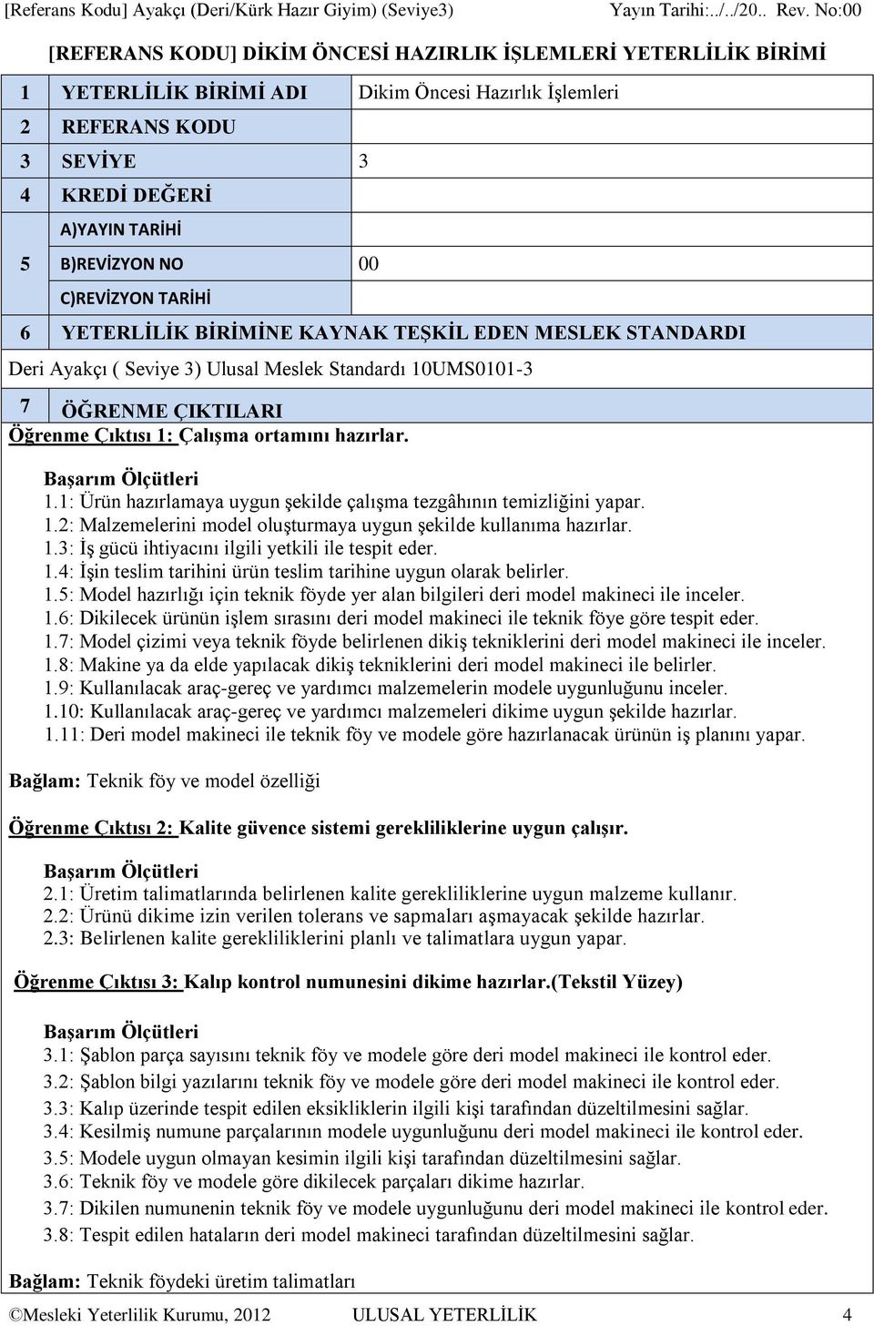 hazırlar. Başarım Ölçütleri 1.1: Ürün hazırlamaya uygun şekilde çalışma tezgâhının temizliğini yapar. 1.2: Malzemelerini model oluşturmaya uygun şekilde kullanıma hazırlar. 1.3: İş gücü ihtiyacını ilgili yetkili ile tespit eder.