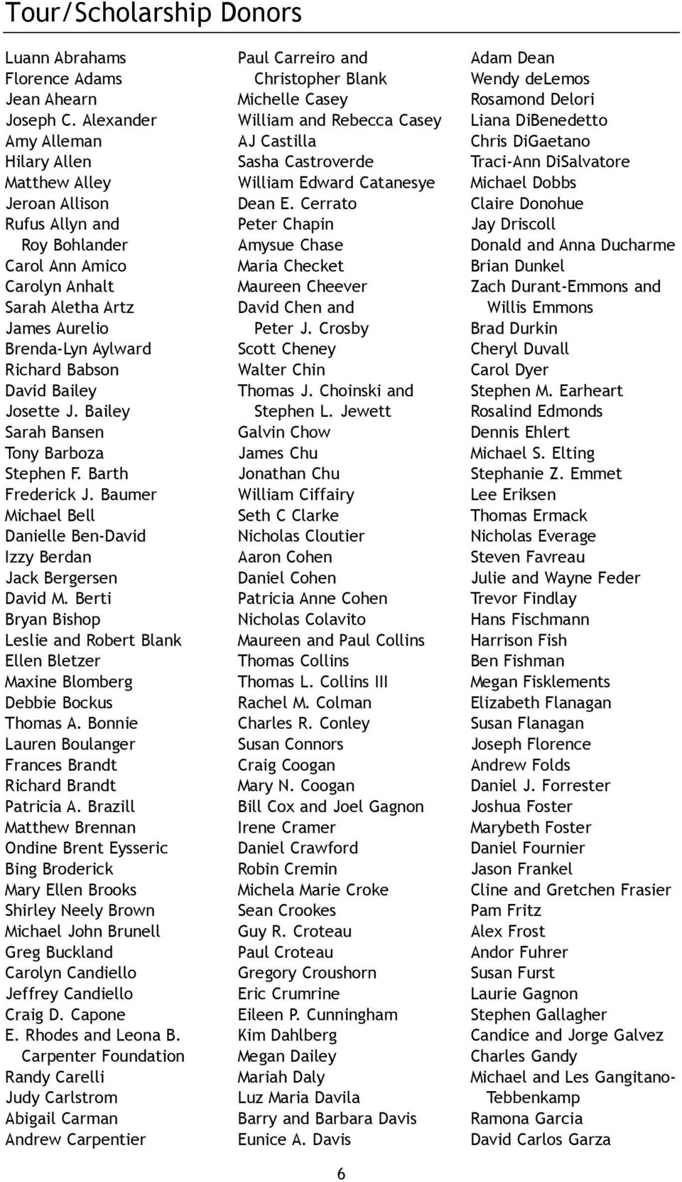 Bailey Josette J. Bailey Sarah Bansen Tony Barboza Stephen F. Barth Frederick J. Baumer Michael Bell Danielle Ben-David Izzy Berdan Jack Bergersen David M.