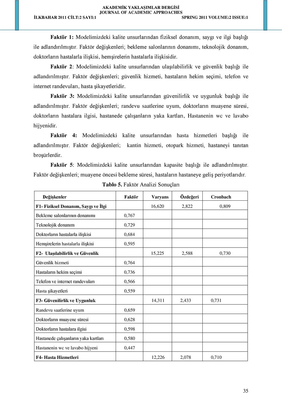 Faktör 2: Modelimizdeki kalite unsurlarından ulaşılabilirlik ve güvenlik başlığı ile adlandırılmıştır.