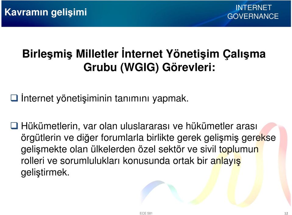 Hükümetlerin, var olan uluslararası ve hükümetler arası örgütlerin ve diğer forumlarla birlikte