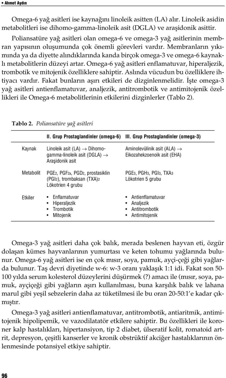 Membranlar n y k - m nda ya da diyette al nd klar nda kanda birçok omega-3 ve omega-6 kaynakl metabolitlerin düzeyi artar.