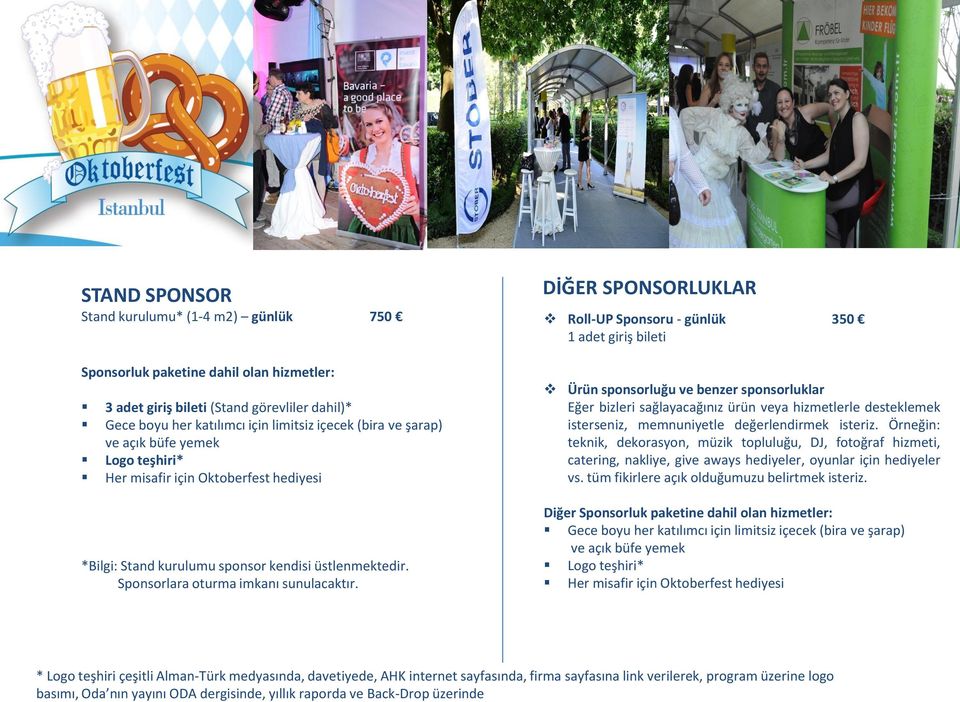 DİĞER SPONSORLUKLAR Roll-UP Sponsoru - günlük 350 1 det giriş bileti Ürün sponsorluğu ve benzer sponsorluklr Eğer bizleri sğlycğınız ürün vey hizmetlerle desteklemek isterseniz, memnuniyetle