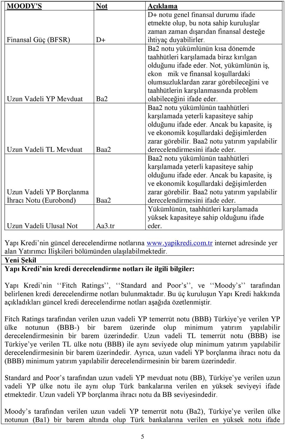 Not, yükümlünün iş, ekonmik ve finansal koşullardaki olumsuzluklardan zarar görebileceğini ve taahhütlerin karşılanmasında problem olabileceğini ifade eder.