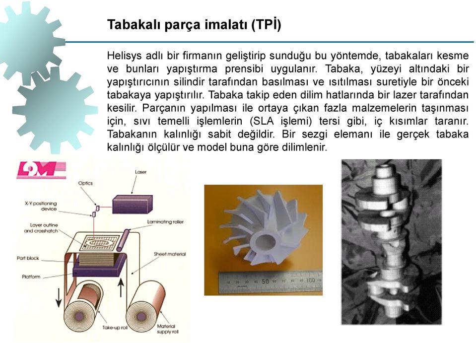 Tabaka takip eden dilim hatlarında bir lazer tarafından kesilir.