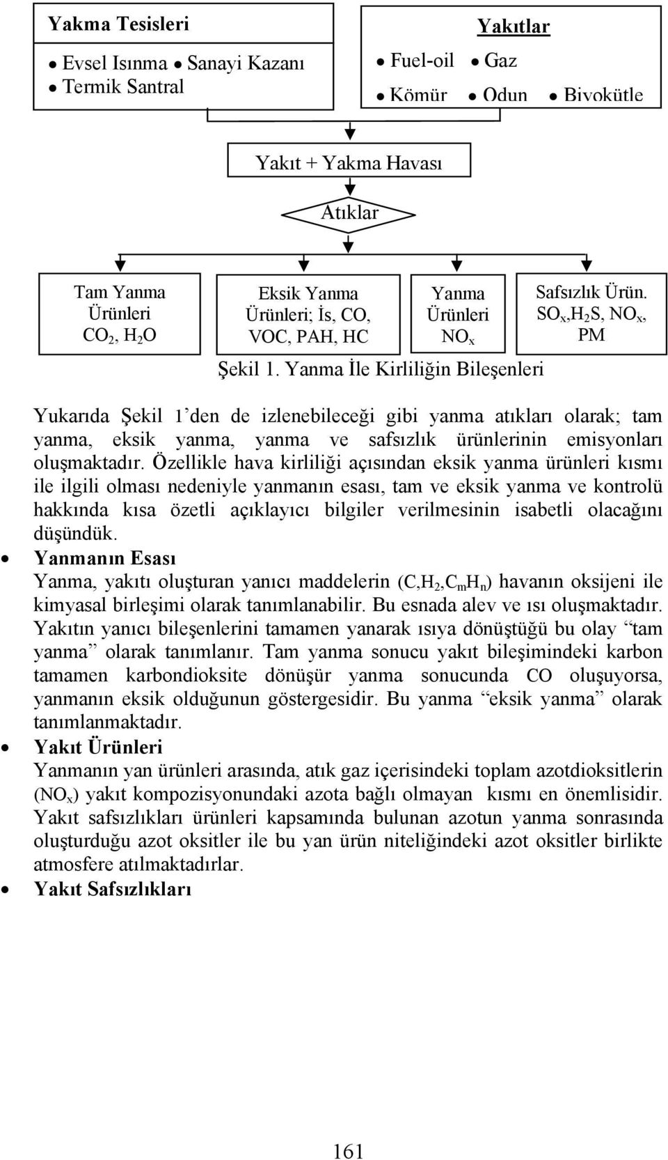 SO x,h 2 S, NO x, PM Yukarıda Şekil 1 den de izlenebileceği gibi yanma atıkları olarak; tam yanma, eksik yanma, yanma ve safsızlık ürünlerinin emisyonları oluşmaktadır.