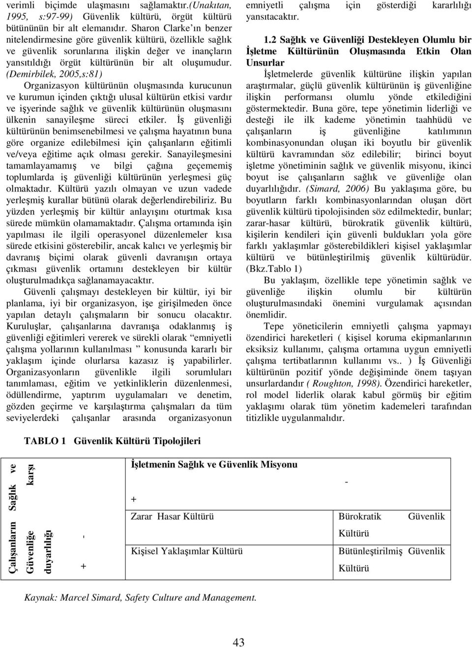 (Demirbilek, 2005,s:81) Organizasyon kültürünün oluşmasında kurucunun ve kurumun içinden çıktığı ulusal kültürün etkisi vardır ve işyerinde sağlık ve güvenlik kültürünün oluşmasını ülkenin