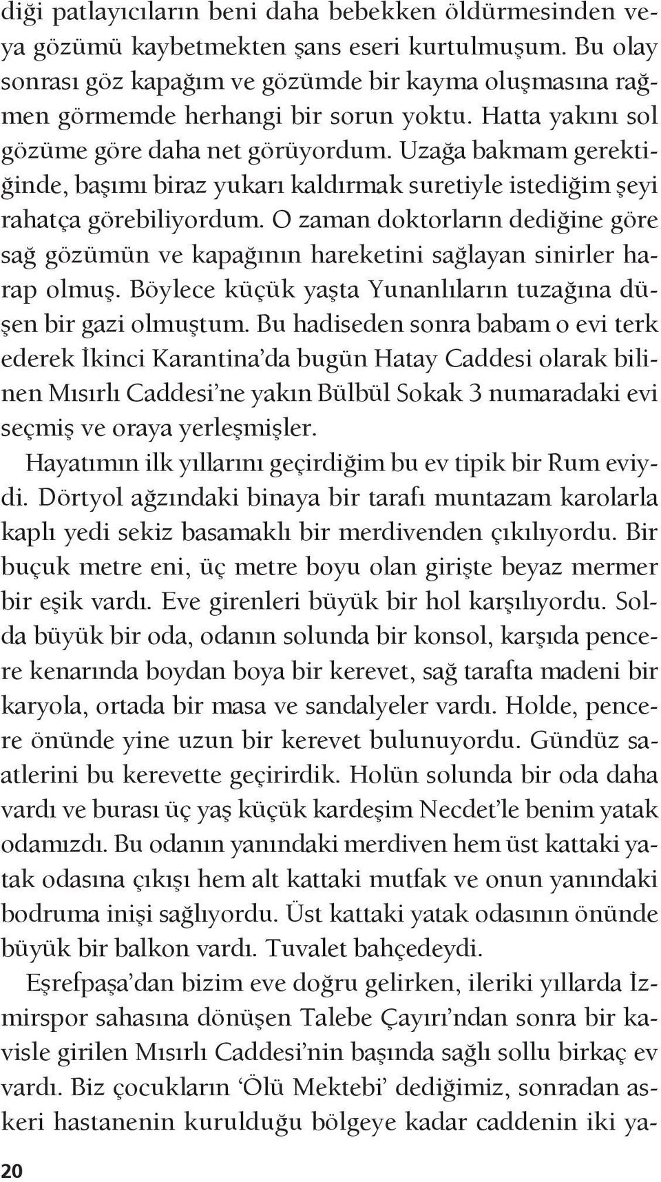 Uzağa bakmam gerektiğinde, başımı biraz yukarı kaldırmak suretiyle istediğim şeyi rahatça görebiliyordum.