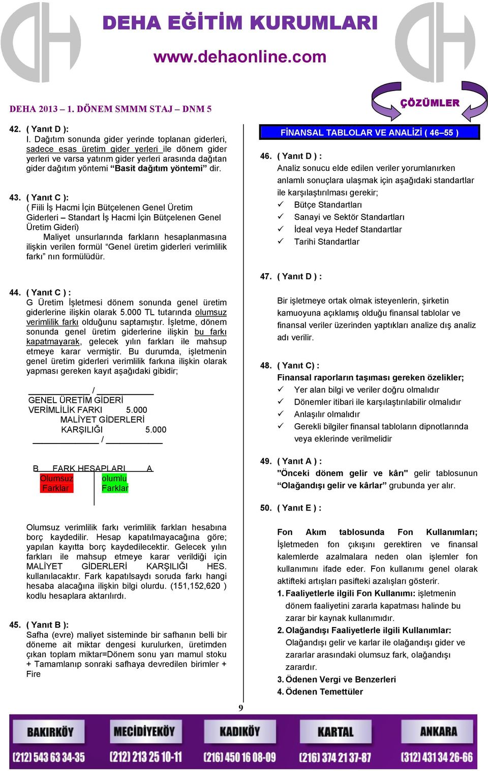 dir. FİNANSAL TABLOLAR VE ANALİZİ ( 46 55 ) 46.