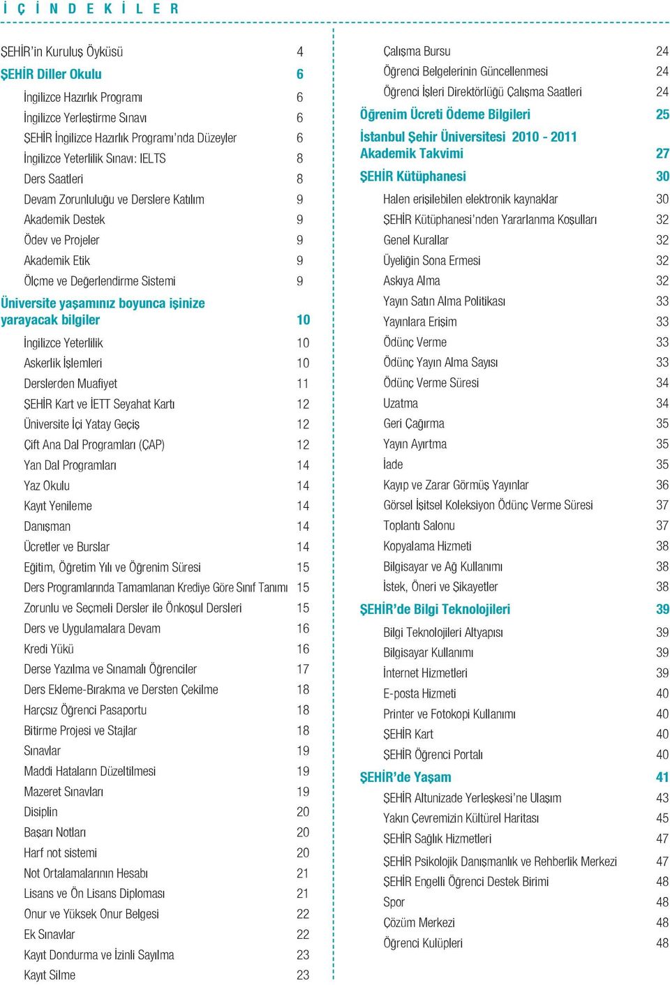 yarayacak bilgiler 10 İngilizce Yeterlilik 10 Askerlik İşlemleri 10 Derslerden Muafiyet 11 ŞEHİR Kart ve İETT Seyahat Kartı 12 Üniversite İçi Yatay Geçiş 12 Çift Ana Dal Programları (ÇAP) 12 Yan Dal