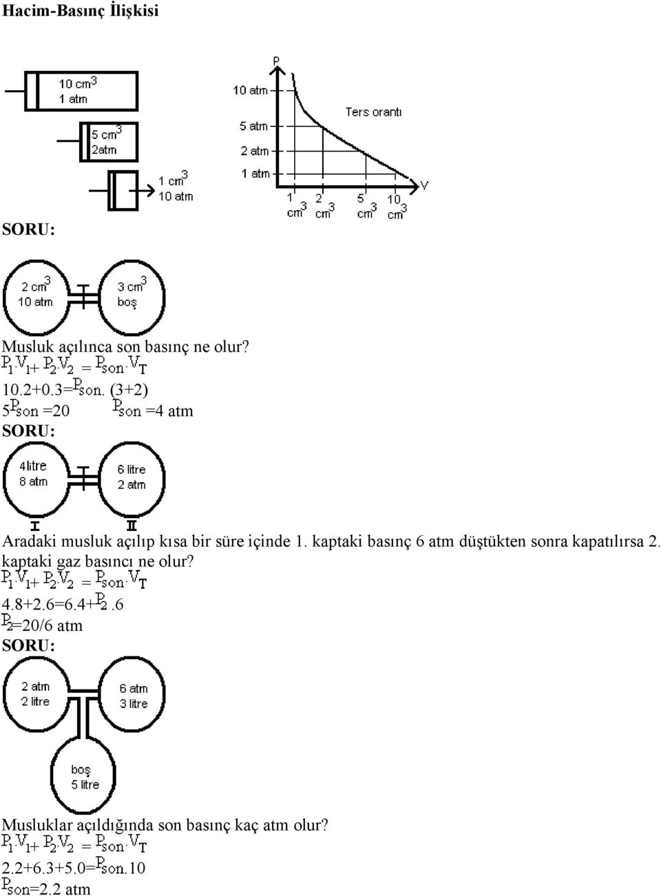 kaptaki basınç 6 atm düştükten sonra kapatılırsa 2. kaptaki gaz basıncı ne olur?