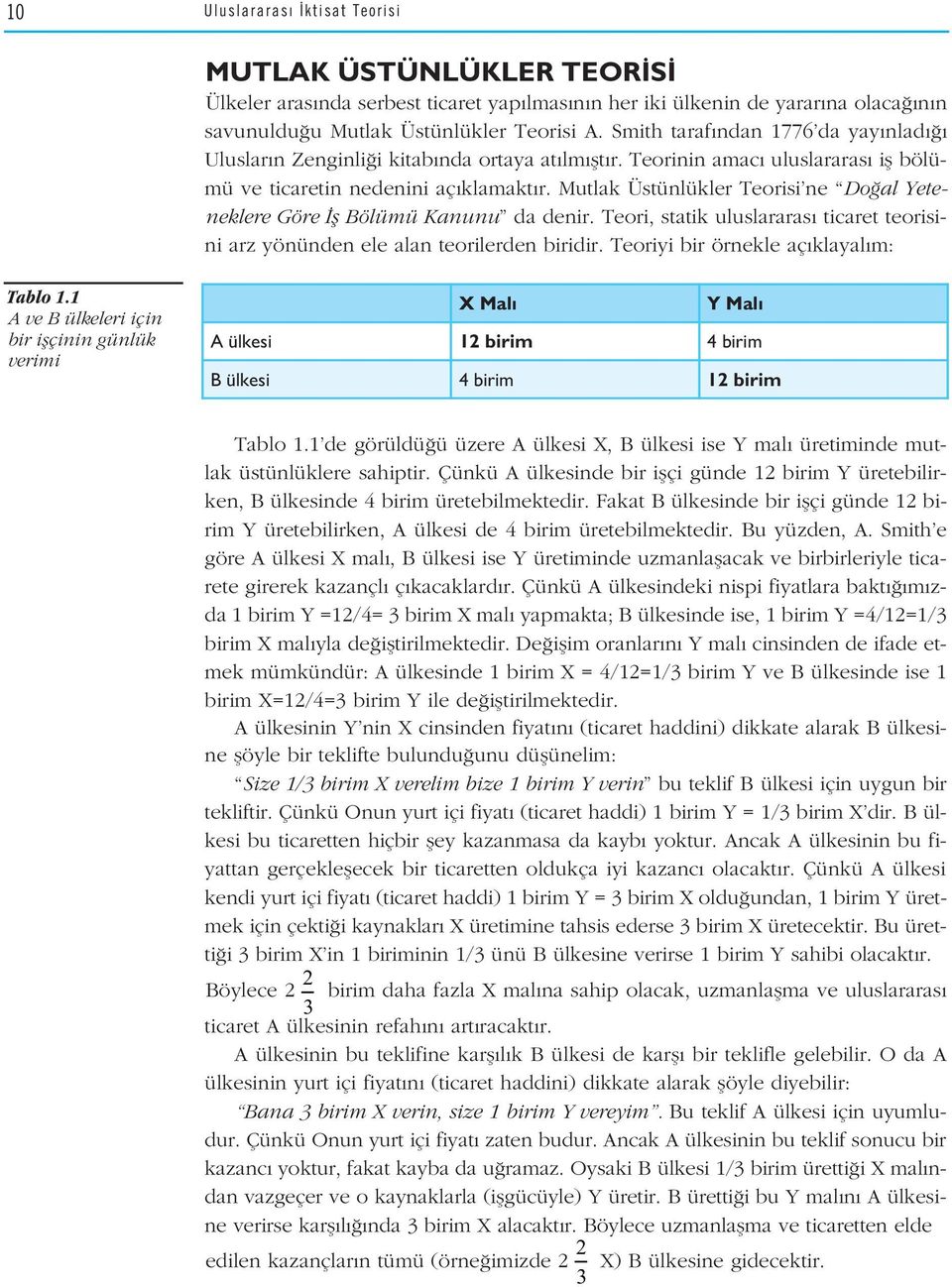 Mutlak Üstünlükler Teorisi ne Do al Yeteneklere Göre fl Bölümü Kanunu da denir. Teori, statik uluslararas ticaret teorisini arz yönünden ele alan teorilerden biridir.