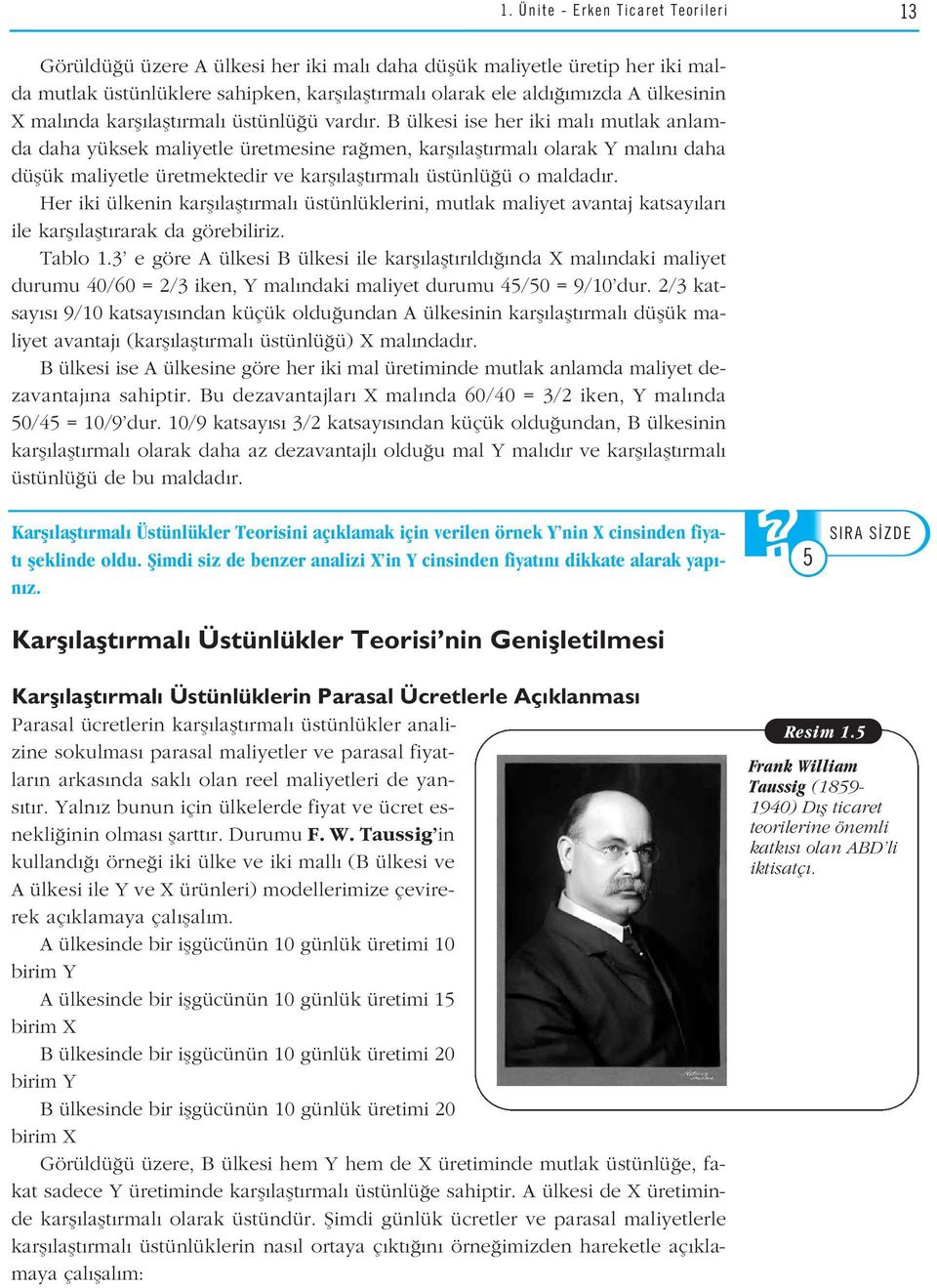 B ülkesi ise her iki mal mutlak anlamda daha yüksek maliyetle üretmesine ra men, karfl laflt rmal olarak Y mal n daha düflük maliyetle üretmektedir ve karfl laflt rmal üstünlü ü o maldad r.