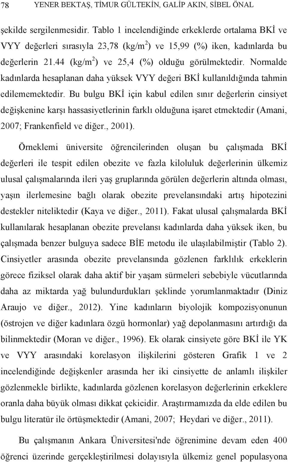 Normalde kad nlarda hesaplanan daha yüksek VYY de eri BK kullan ld nda tahmin edilememektedir.