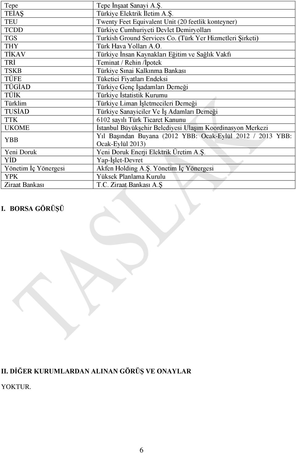 Türkiye İnsan Kaynakları Eğitim ve Sağlık Vakfı Teminat / Rehin /İpotek Türkiye Sınai Kalkınma Bankası Tüketici Fiyatları Endeksi Türkiye Genç İşadamları Derneği Türkiye İstatistik Kurumu Türkiye