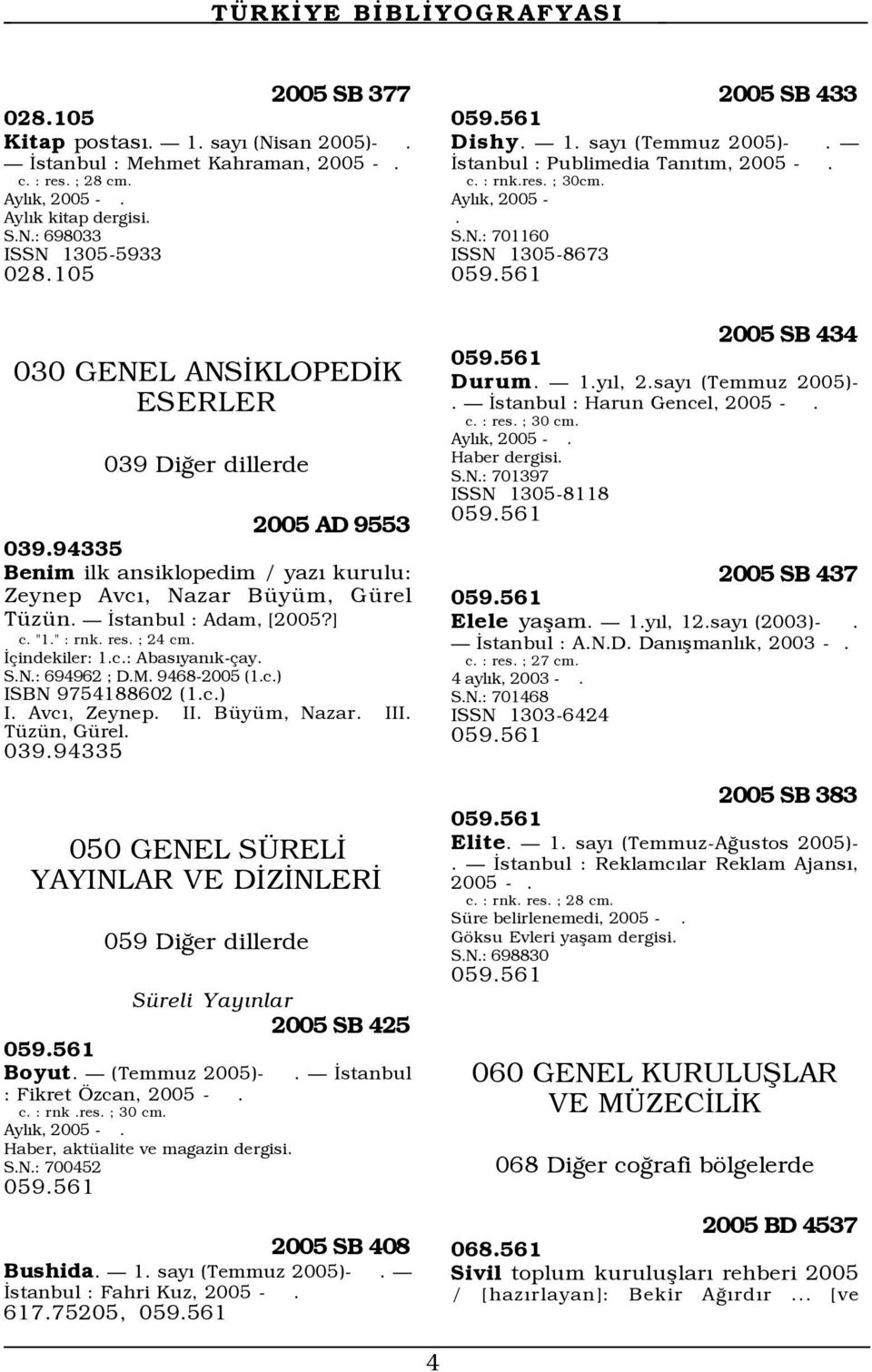 ; 24 cm. İçindekiler: 1.c.: Abasıyanık-çay. S.N.: 694962 ; D.M. 9468-2005 (1.c.) ISBN 9754188602 (1.c.) I. Avcı, Zeynep. II. Büyüm, Nazar. III. Tüzün, Gürel. 039.