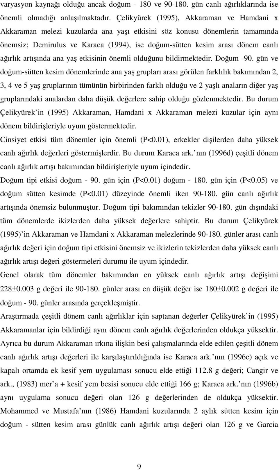 ağırlık artışında ana yaş etkisinin önemli olduğunu bildirmektedir. Doğum -90.