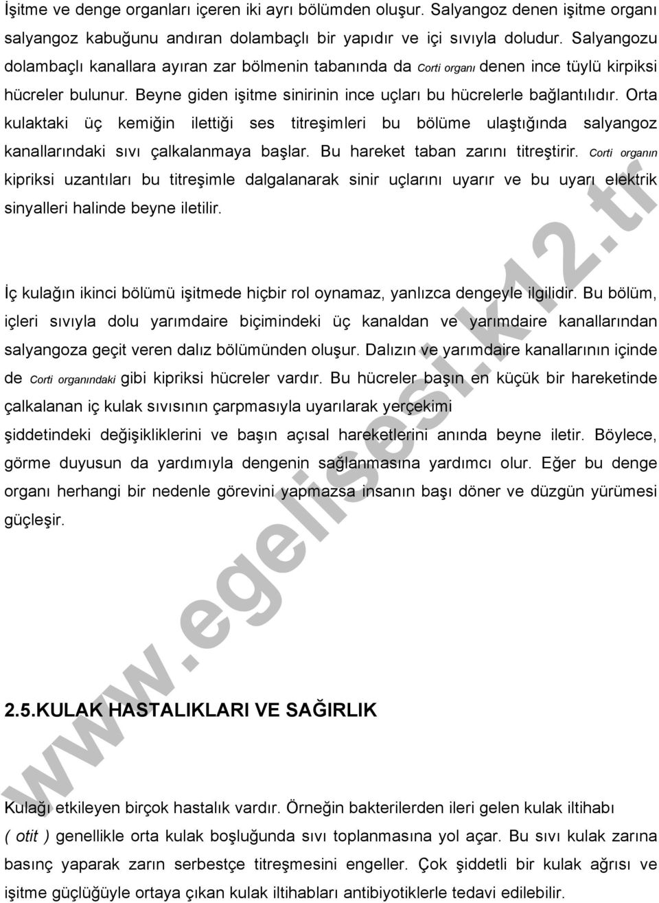 Orta kulaktaki üç kemiğin ilettiği ses titreşimleri bu bölüme ulaştığında salyangoz kanallarındaki sıvı çalkalanmaya başlar. Bu hareket taban zarını titreştirir.