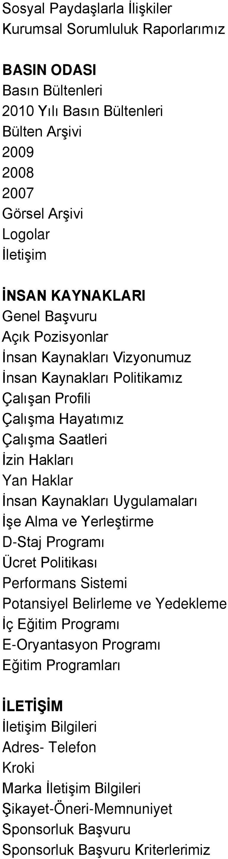 Haklar İnsan Kaynakları Uygulamaları İşe Alma ve Yerleştirme D-Staj Programı Ücret Politikası Performans Sistemi Potansiyel Belirleme ve Yedekleme İç Eğitim Programı