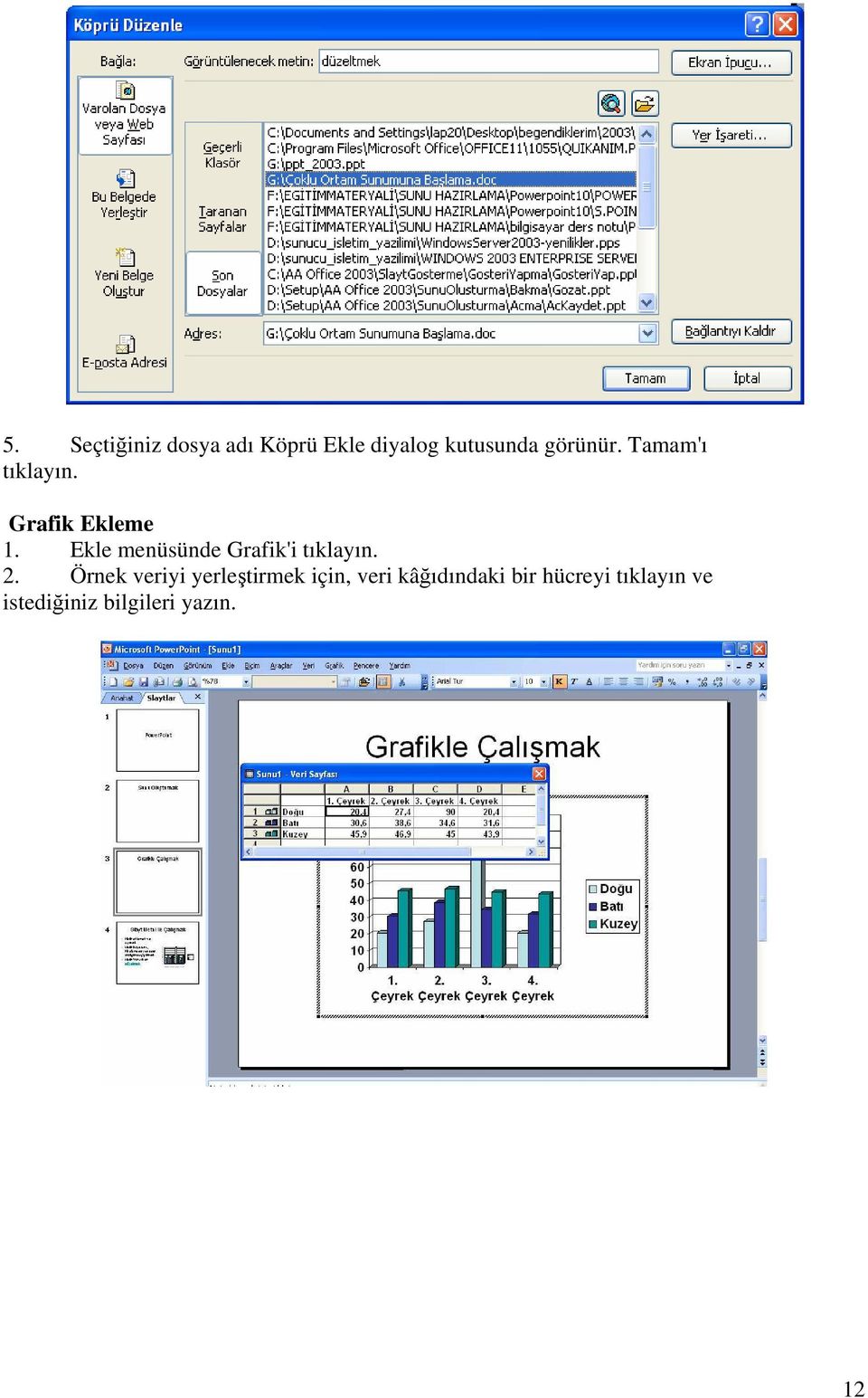 Ekle menüsünde Grafik'i tıklayın. 2.