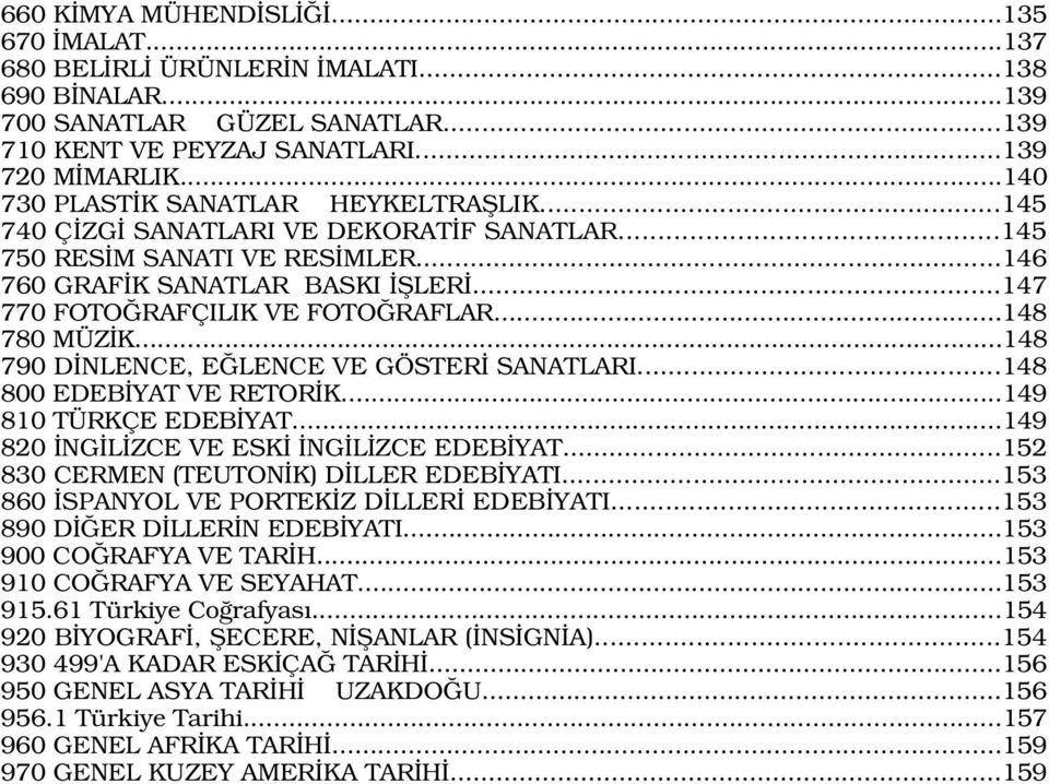 ..148 780 MÜZ K...148 790 D NLENCE, E LENCE VE GÖSTER SANATLARI...148 800 EDEB YAT VE RETOR K...149 810 TÜRKÇE EDEB YAT...149 820 NG L ZCE VE ESK NG L ZCE EDEB YAT.