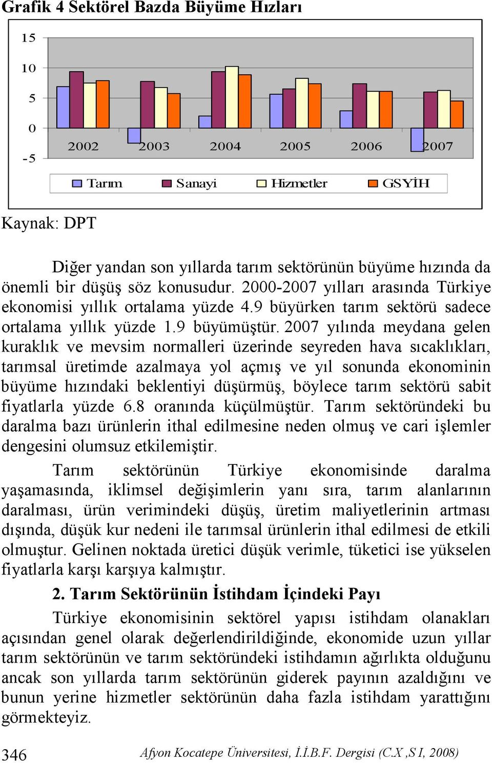 2007 yılında meydana gelen kuraklık ve mevsim normalleri üzerinde seyreden hava sıcaklıkları, tarımsal üretimde azalmaya yol açmış ve yıl sonunda ekonominin büyüme hızındaki beklentiyi düşürmüş,