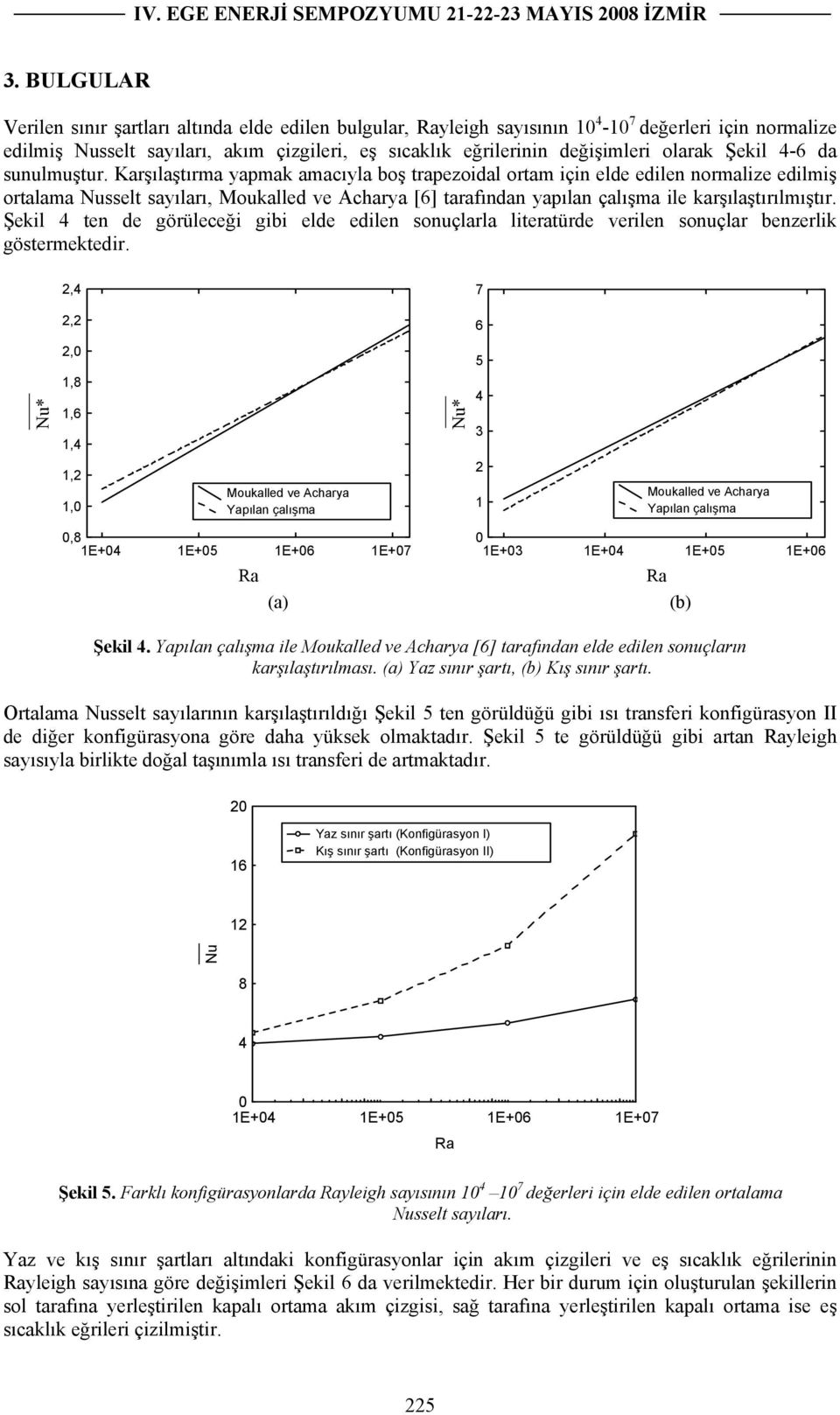 Karşılaştırma yapmak amaıyla boş trapezoidal ortam için elde edilen normalize edilmiş ortalama Nusselt sayıları, Moukalled ve Aharya [6] tarafından yapılan çalışma ile karşılaştırılmıştır.