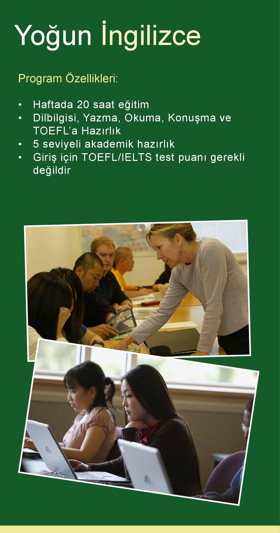 TOEFL a Hazırlık 5 seviyeli akademik hazırlık