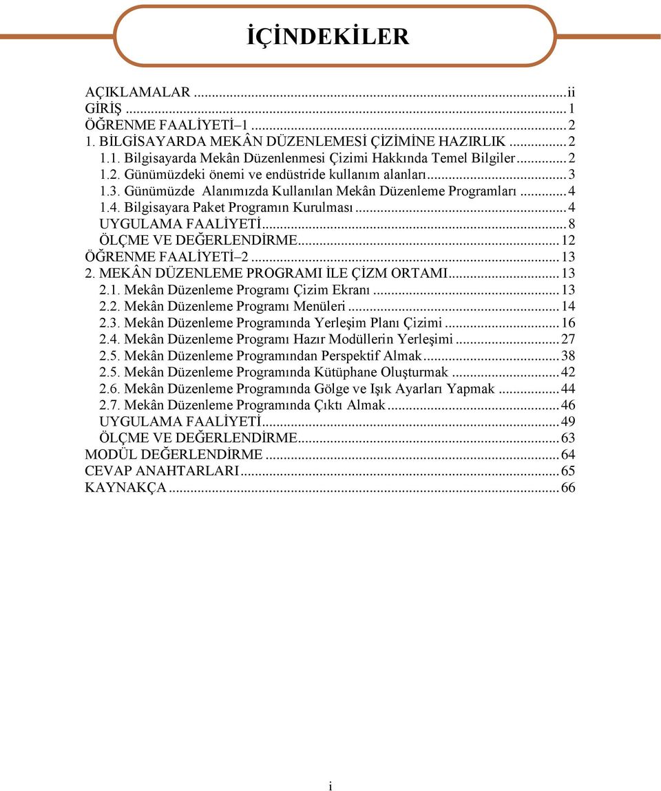 .. 13 2. MEKÂN DÜZENLEME PROGRAMI İLE ÇİZM ORTAMI... 13 2.1. Mekân Düzenleme Programı Çizim Ekranı... 13 2.2. Mekân Düzenleme Programı Menüleri... 14 2.3. Mekân Düzenleme Programında Yerleşim Planı Çizimi.