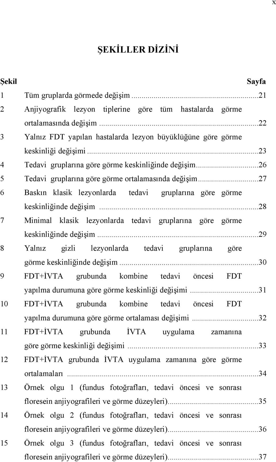 ..26 5 Tedavi gruplarına göre görme ortalamasında değişim...27 6 Baskın klasik lezyonlarda tedavi gruplarına göre görme keskinliğinde değişim.