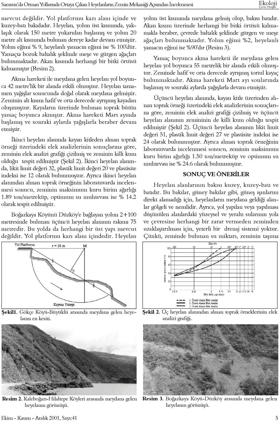 Yamaçta bozuk baltalýk þeklinde meþe ve gürgen aðaçlarý bulunmaktadýr. Akan kýsýmda herhangi bir bitki örtüsü kalmamýþtýr (Resim 2).