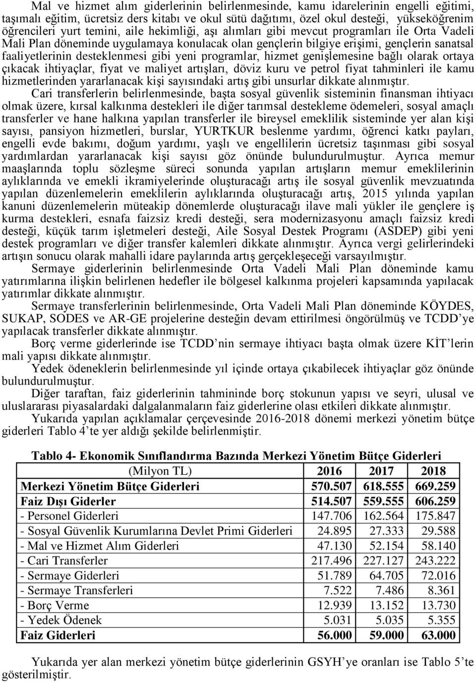 gibi yeni programlar, hizmet genişlemesine bağlı olarak ortaya çıkacak ihtiyaçlar, fiyat ve maliyet artışları, döviz kuru ve petrol fiyat tahminleri ile kamu hizmetlerinden yararlanacak kişi