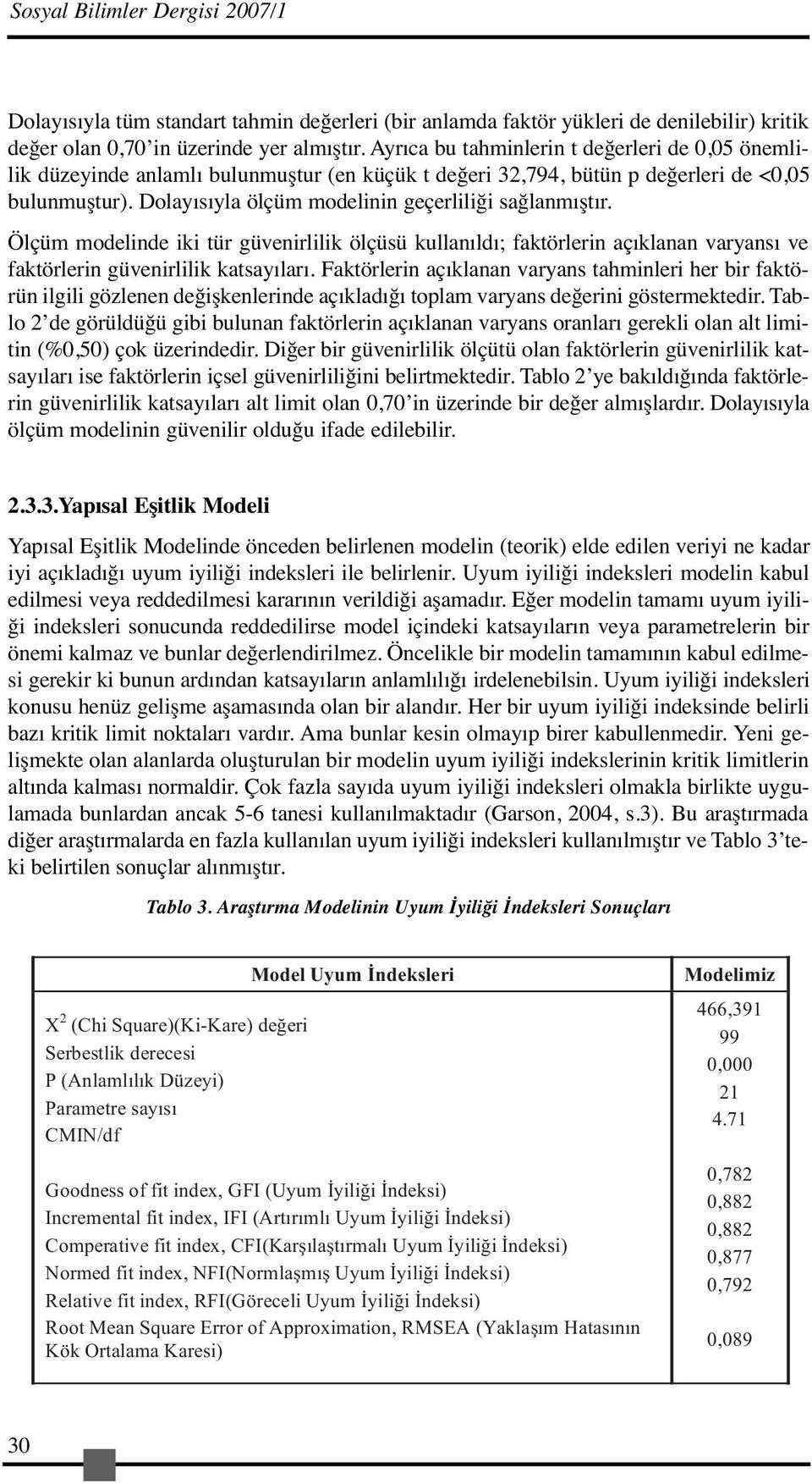 Dolayısıyla ölçüm modelinin geçerliliği sağlanmıştır. Ölçüm modelinde iki tür güvenirlilik ölçüsü kullanıldı; faktörlerin açıklanan varyansı ve faktörlerin güvenirlilik katsayıları.