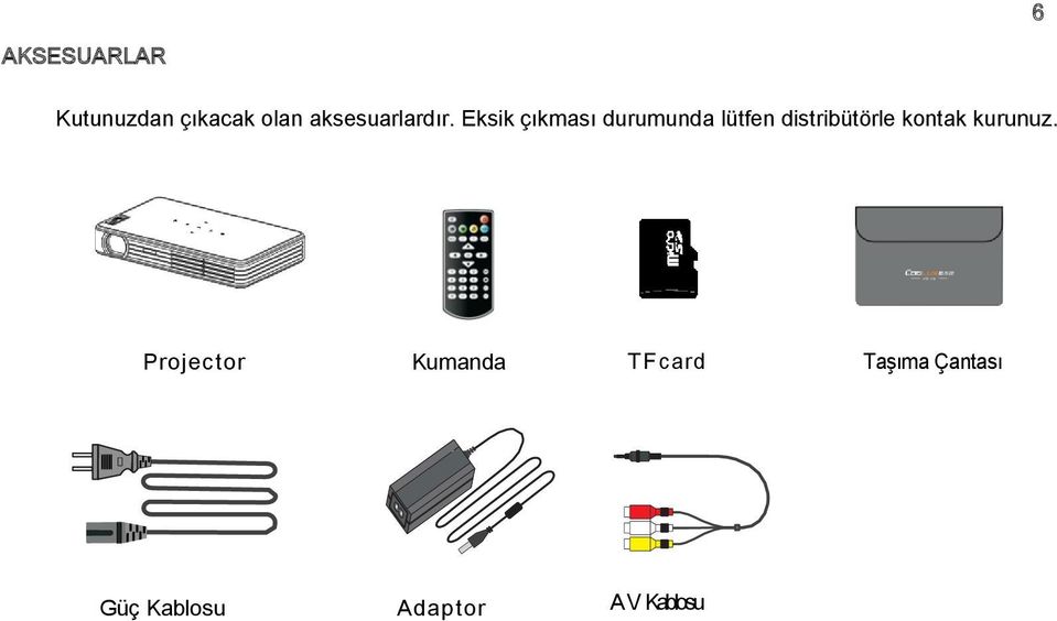 Eksik çıkması durumunda lütfen distribütörle