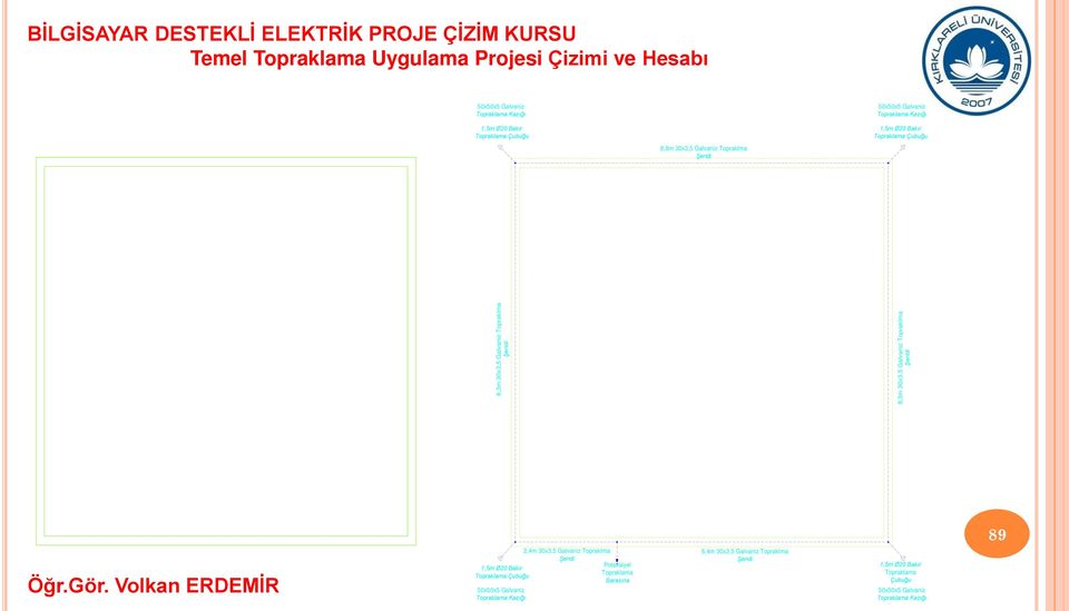 Topraklma Şeridi 89 1,5m Ø20 Bakır Topraklama Çubuğu 50x50x5 Galvaniz Topraklama Kazığı 2,4m 30x3,5 Galvaniz Topraklma