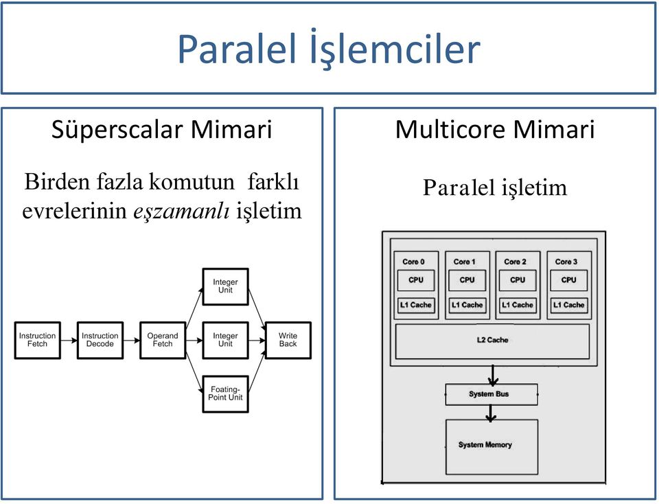 farklı evrelerinin eşzamanlı