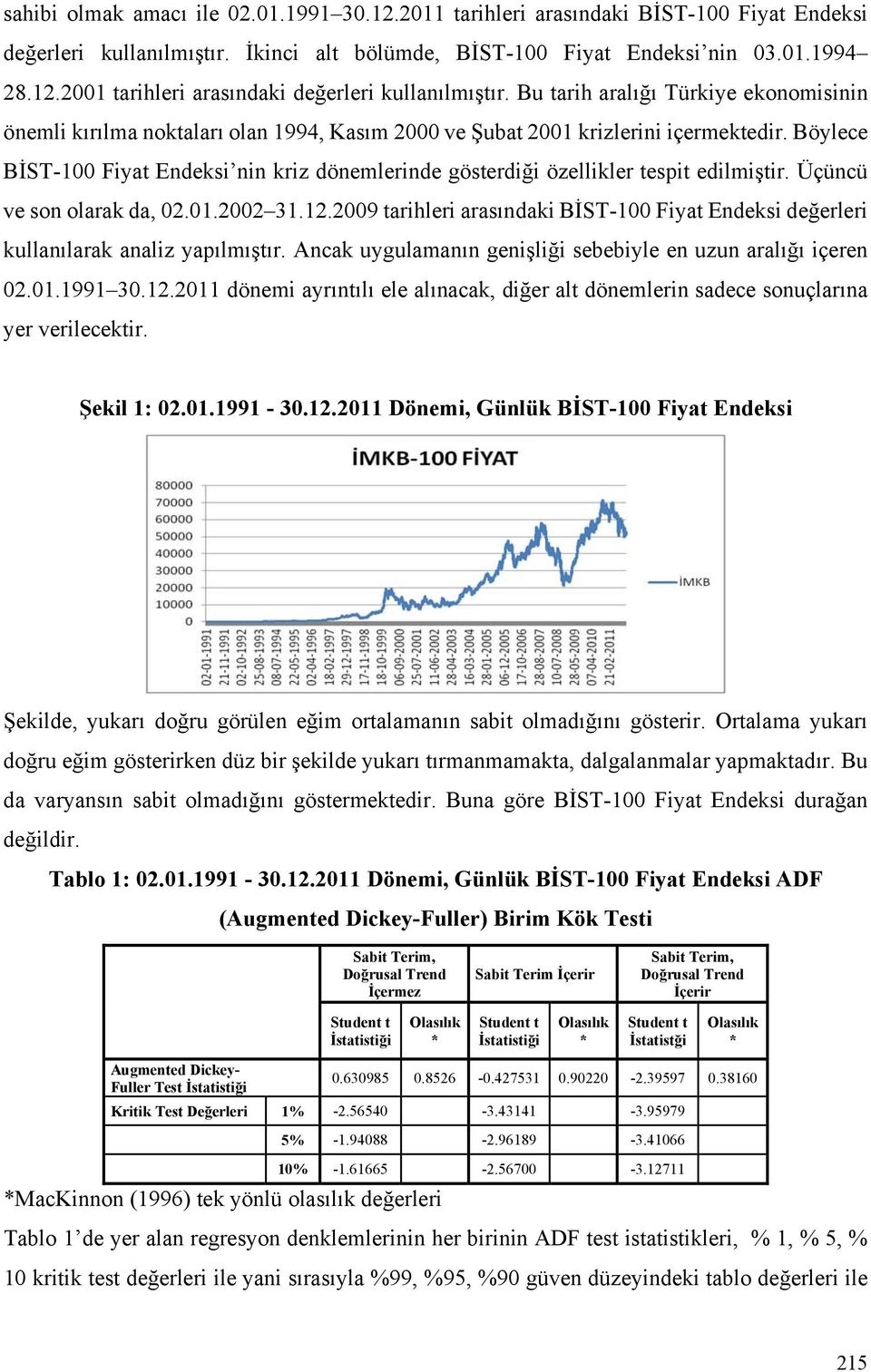 Böylece BİST-100 Fiyat Endeksi nin kriz dönemlerinde gösterdiği özellikler tespit edilmiştir. Üçüncü ve son olarak da, 02.01.2002 31.12.