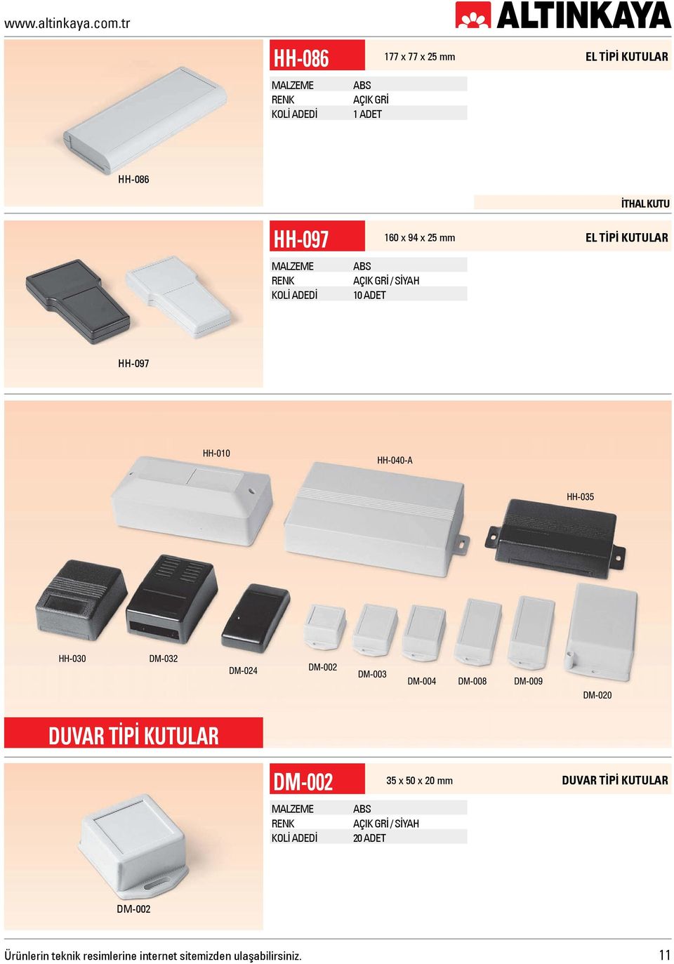 EL TİPİ KUTULAR 10 ADET HH-097 DUVAR TİPİ KUTULAR