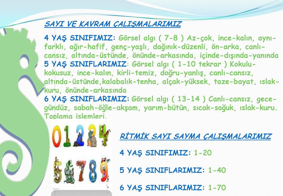 canlı-cansız, altında-üstünde,kalabalık-tenha, alçak-yüksek, taze-bayat, ıslakkuru, önünde-arkasında 6 YAġ SINIFLARIMIZ: Görsel algı ( 13-14 ) Canlı-cansız,