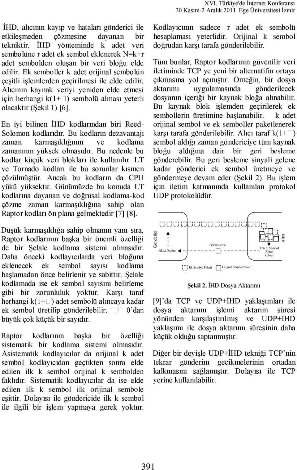 Ek semboller k adet orijinal sembolün çeşitli işlemlerden geçirilmesi ile elde edilir. Alıcının kaynak veriyi yeniden elde etmesi olacaktır (Şekil 1) [6].