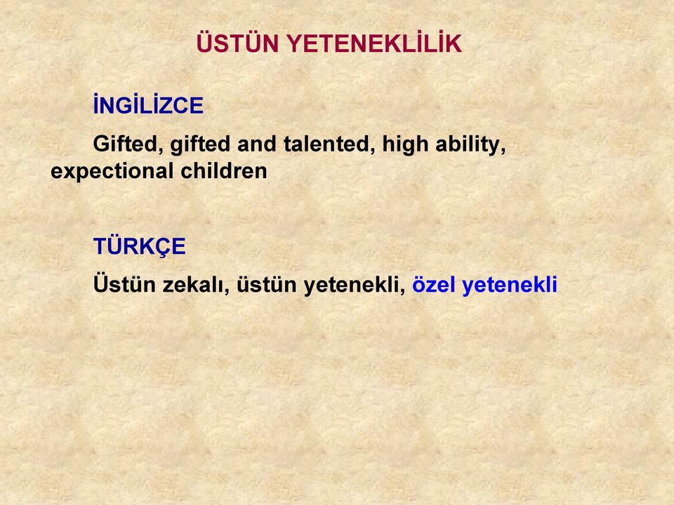 expectional children TÜRKÇE Üstün