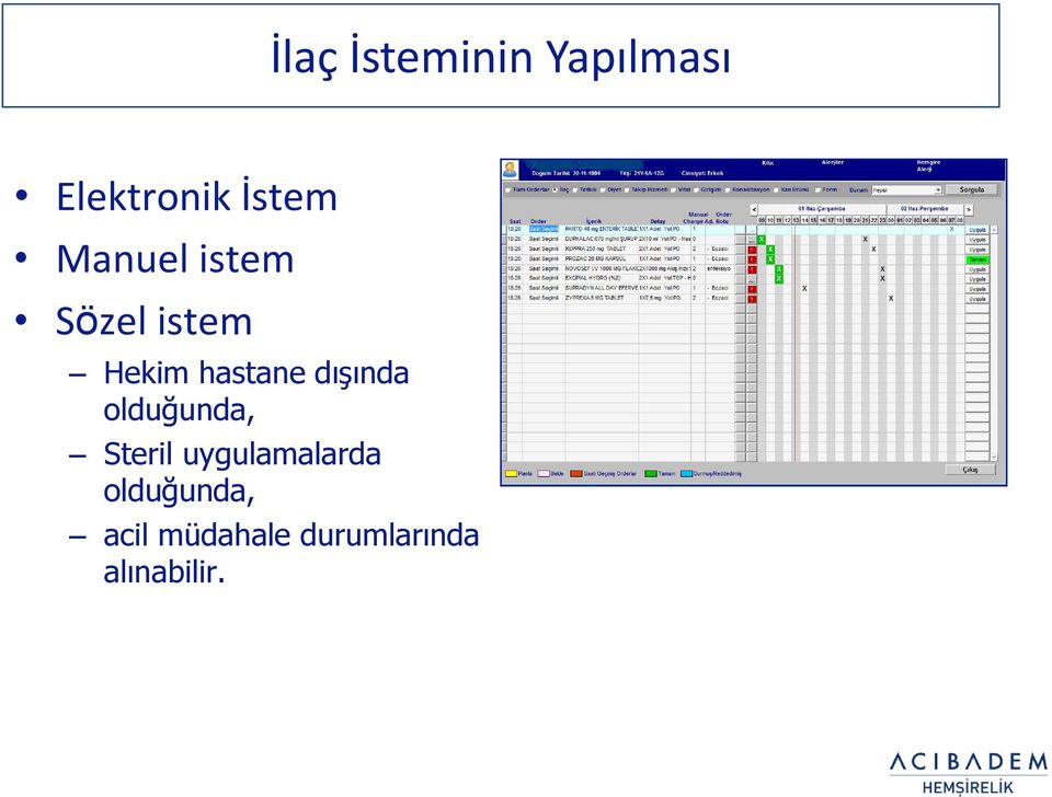 dışında olduğunda, Steril uygulamalarda