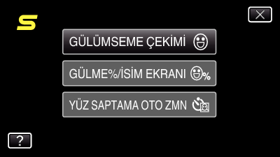 Menü Ayarları Yüz Kısa Yol Menüsünün Çalıştırılması Yüz kısa yol menüsünü kullanarak ya video ya da hareketsiz görüntü kayıt modunda yüzle ilgili işlevlerin çeşitli ayarları yapılandırabilirsiniz.