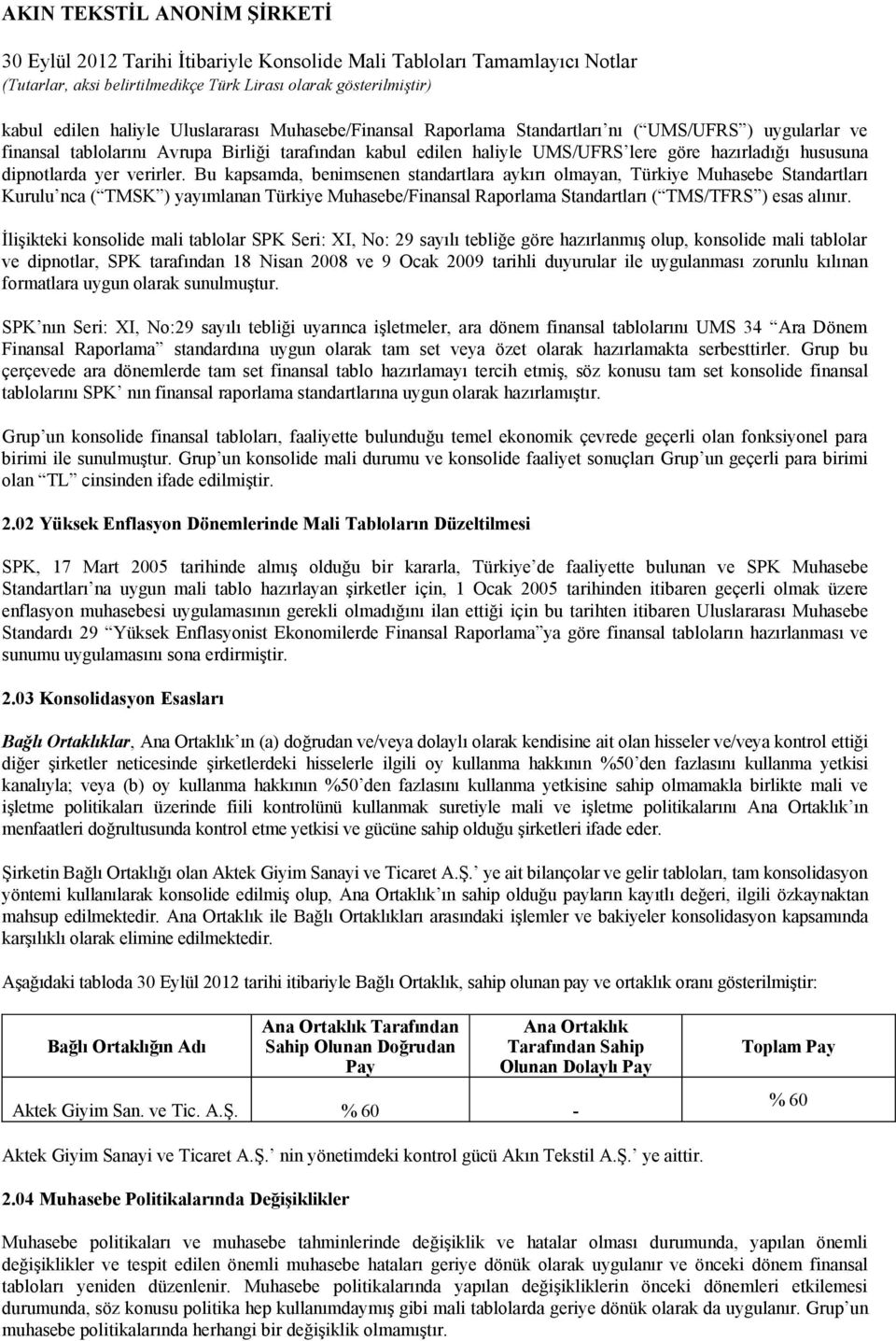 Bu kapsamda, benimsenen standartlara aykırı olmayan, Türkiye Muhasebe Standartları Kurulu nca ( TMSK ) yayımlanan Türkiye Muhasebe/Finansal Raporlama Standartları ( TMS/TFRS ) esas alınır.