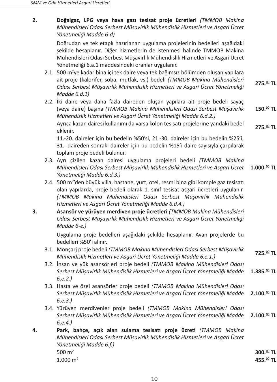 Diğer hizmetlerin de istenmesi halinde TMMOB Makina Mühendisleri Odası Serbest Müşavirlik Mühendislik Hizmetleri ve Asgari Ücret Yönetmeliği 6.a.1 