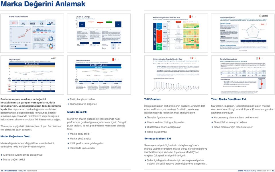 sağlar. Tüm rapor aşağıdaki bölümlerden oluşur. Bu bölümler tek olarak da satın alınabilir. Değerleme Özeti değerlerindeki değişikliklerin nedenlerini, tarihsel ve rakip karşılaştırmalarını içerir.